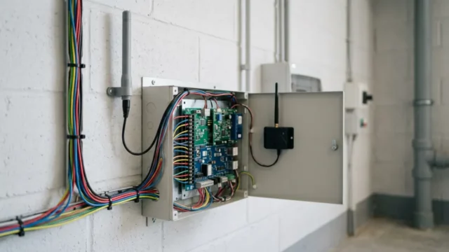 Centrale d’alarme avec antenne et module de transmission