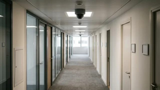 Caméra de couloir dans des locaux tertiaires vides