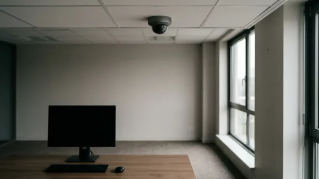Caméra discrète dans un bureau vide