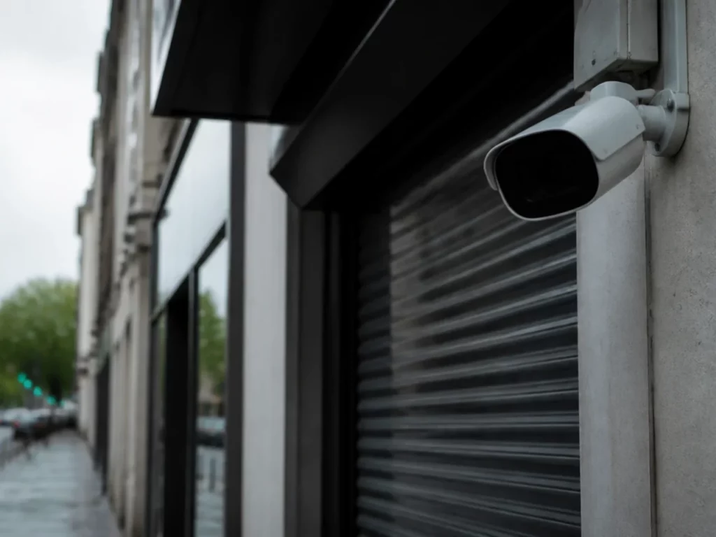 Caméra de façade orientée vers l’entrée d’un commerce, système de vidéosurveillance soumis à autorisation