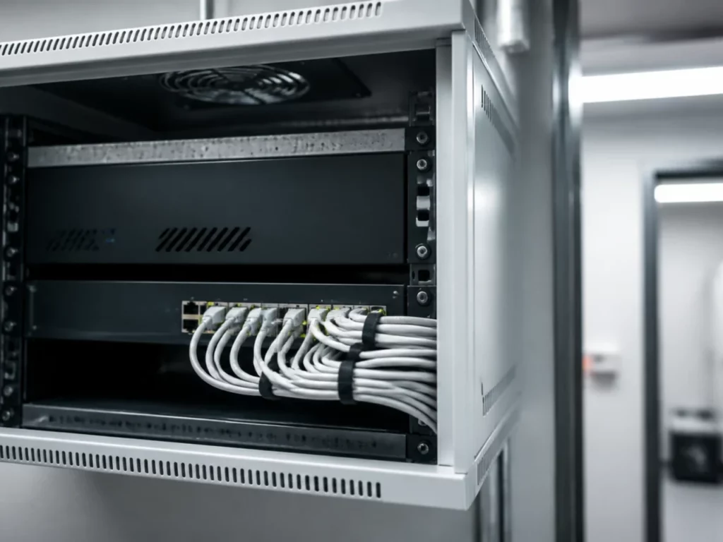 Enregistreur et commutateur en baie technique, stockage d’un système de vidéosurveillance